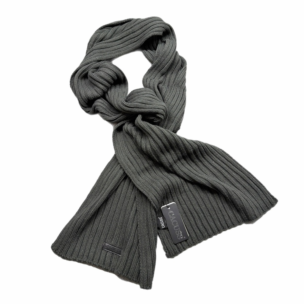 CACUSS Mens Womens Ribbed Knit Scarf Charcoal Grey Winter Warm Chunky Accessory